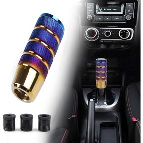 Shift Knob, 3.78" Aluminum Weighted Car Gear Shift Manual knobs with 3 Threaded Adapters M8 M10 M12 Fit Universal Manual Transmission Vehicle (Black)