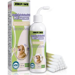 Zenpaws Dog and Cat Ear Cleaner Solution – Ear Drops - - Advanced Veterinary Formula. Remove Wax and Build up and Relieve Itchiness - Alcohol-Free