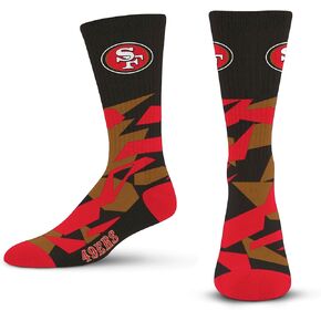 For Bare Feet NFL SAN FRANCISCO 49ERS Shattered Camo Crew Sock Team Color Large