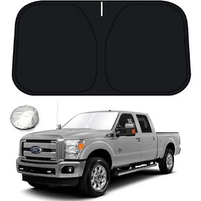 Bestview Windshield Sun Shade Compatible with 2008-2016 Fo-rd F250 F350, Front Window Sunshade Sun Visor Protector Block UV Rays Heat, Foldable 2 Layers 210T Material