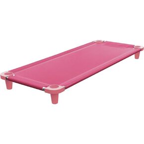 Acrimet Nap Cot for Kids, Portable Toddler Child Bed, Stackable, 52" L (Stainless Steel Tubes) (Pink Breathable Mesh Fabric - Pink Feet) (1 Pack)
