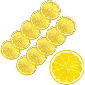 Hagao Fake Lemon Slice Artificial Fruit Highly Simulation Lifelike Model for Home Party Decoration Yellow 10 pcs