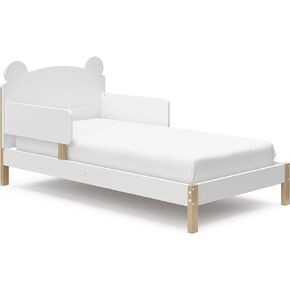 Storkcraft Teddy Bear Toddler Bed (Black with Driftwood) - GREENGUARD Gold Certified, Includes Toddler Safety Guardrails, Fits Standard Crib & Toddler Mattress, Stylish 2-Tone Design