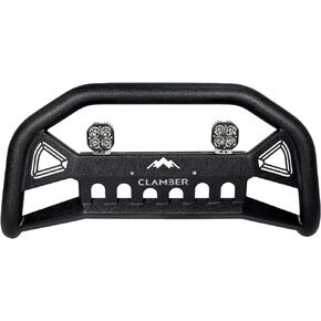 CLAMBER Bull Bar with 2PCS 18W LED Pods for Toyota Tacoma 2005-2023, Heavy Duty Carbon Steel Front Bumper Guard, Black Textured Powder Finish