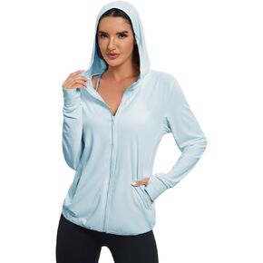 Malarocoby Women's Sun Protection Jacket UPF 50+ Full Zipper Long Sleeve UV Hoodie Shirts Outdoor Athletic Jacket with Pocket