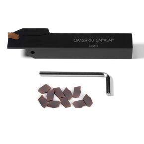 YUFUTOL 3/4"x3/4" Indexable Lathe Grooving Parting Holder QA12R-30 with 10 Pieces Carbide Inserts QC1403 Heavy Duty Right-Hand Lathe Cut Off Tool Carbide Inserts(QA12R-30 with 10 Pieces Inserts)