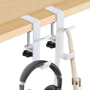 2pcs Purse Hanger for Table, Black Under Desk Headphone Hanger, Cable Clip Organizer for PC Gaming Backpack Bag