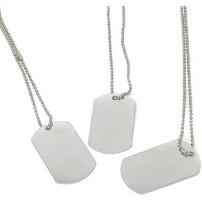 Podzly 24 Piece Military Dog Tags - Silver Metal Necklaces with 2" Tag with 24" Chain - Breakaway Features - Perfect for Army-Themed Birthday Parties, Costumes & Favors
