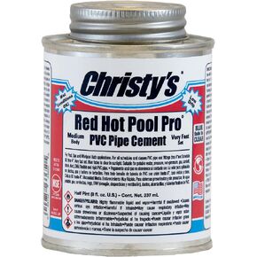أسمنت Red Hot Pool Pro PVC من Christy's - جسم متوسط، مجموعة سريعة جدًا، منخفض المركبات العضوية المتطايرة، 1/2 باينت (8 أونصة سائلة) in Kuwait