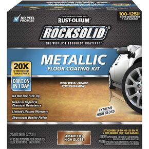 Rust-Oleum 299741 Rocksolid Metallic Garage Floor Coating, 2.5 Quarts (Pack of 1), Amaretto, 80 Fl. Oz