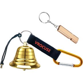 Bear Bells for Hiking Dogs, Solid Brass Bear Bells Set with Whistle, Carabiner and Silencer for Camping, Mountain Biking, Hiking, Fishing