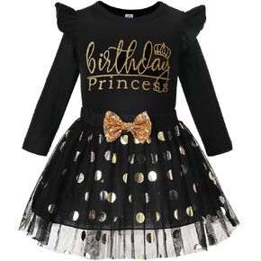 LYSMuch Toddler Baby Girls Birthday Outfits Princess Long Sleeve Shirt Mesh Tutu Skirt Set