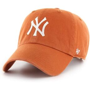 47 New York Yankees Mens Womens Clean Up Adjustable Strapback Clay Orange Hat with White Logo