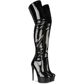 Eimireners Women's Thigh High Boots Pu Sexy Platform Stiletto HIgh Heels Over Knee Boot For Lady Party Dance Dressy