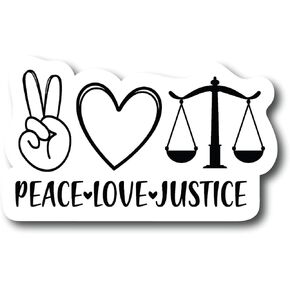 Peace Love Justice Magnet | 5-Inch by 3-Inch | Car, Truck Van, Laptop, Bumper Window 2-Pack | Magnet PLS1000