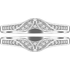 Uloveido White Gold Plated Ring Enhancer Guard for Engagement Wedding Anniversary Rings Enhancer for Women Girls with Created Diamond Y475