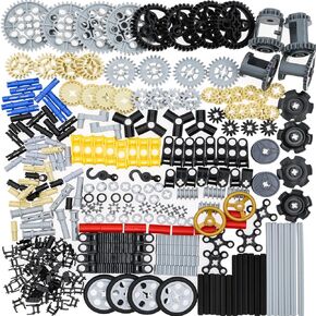 Habow 270pcs Technic-Parts Gears-Axle-Pin-Connector Compatible with Lego-Technic, Wheels Link Chain Gear Rack Steering Wheel Technic Bush Hook Tow Ball String Reel Differential. MOC Building-Blocks.