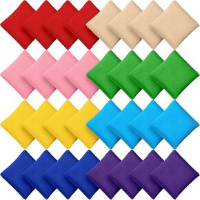 32 Pack Bean Bags Toss for Kids Cornhole Bean Bags Colorful Bean Bags for Tossing Canvas Toss Bags Hand Toy Toss Games Weights for Outdoor Yard Games, Assorted Colors (Bright Colors, 2.76 x 2.76 Inch) in Kuwait