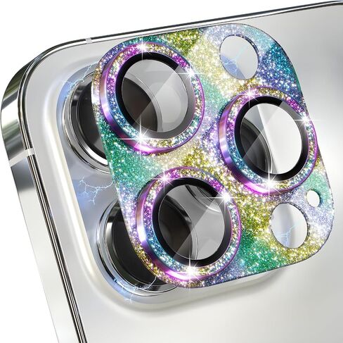 Choiche Compatible for iPhone 15 Pro/iPhone 15 Pro Max Camera Lens Protector, Bling Camera Cover with 9H Tempered Glass Lens Screen Protector Metal Ring Decoration Accessories (Glitter-Black) in Saudi Arabia
