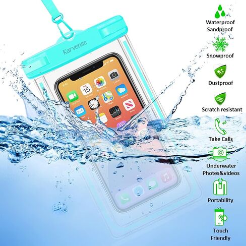 Karvense Waterproof Phone Pouch/Case - Water Proof Phone Pouch for iPhone & Samsung Galaxy, Universal IPX8 Phone Water Protector Pouch for Travel, Vacation, Beach, Cruise Essentials - 2 Pack in Kuwait