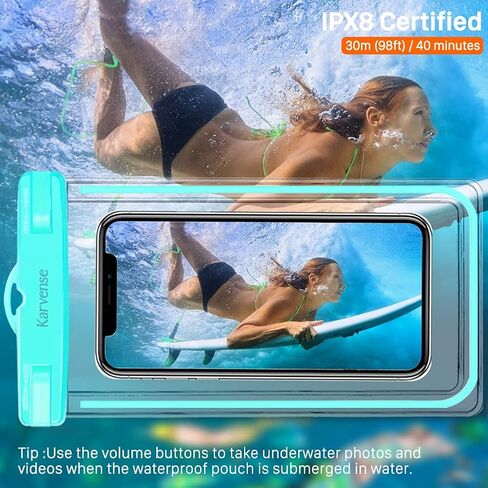 Karvense Waterproof Phone Pouch/Case - Water Proof Phone Pouch for iPhone & Samsung Galaxy, Universal IPX8 Phone Water Protector Pouch for Travel, Vacation, Beach, Cruise Essentials - 2 Pack in Kuwait