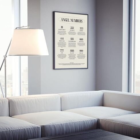 ملصق أرقام الملاك من UAddMe لديكور الغرفة الجمالية، اقتباسات ملهمة للروحانية المحظوظة، فن جداري من القماش، ديكور بسيط باللونين الأبيض والأسود لغرفة النوم وغرفة المعيشة مقاس 12 × 18 بوصة غير مؤطر in Kuwait
