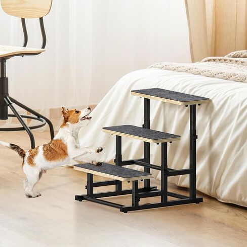 thygiftree سلالم الكلاب الأليفة للكلاب المتوسطة الصغيرة، ارتفاع خطوات الكلب قابل للتعديل لأريكة سرير عالية إطار معدني خشبي الحيوانات الأليفة خطوات منحدر الكلب لجرو، القطط in Kuwait