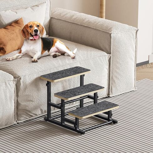 thygiftree سلالم الكلاب الأليفة للكلاب المتوسطة الصغيرة، ارتفاع خطوات الكلب قابل للتعديل لأريكة سرير عالية إطار معدني خشبي الحيوانات الأليفة خطوات منحدر الكلب لجرو، القطط in Kuwait