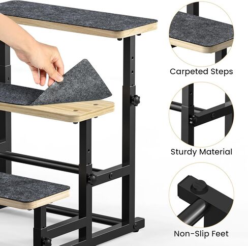 thygiftree سلالم الكلاب الأليفة للكلاب المتوسطة الصغيرة، ارتفاع خطوات الكلب قابل للتعديل لأريكة سرير عالية إطار معدني خشبي الحيوانات الأليفة خطوات منحدر الكلب لجرو، القطط in Kuwait