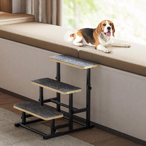 thygiftree سلالم الكلاب الأليفة للكلاب المتوسطة الصغيرة، ارتفاع خطوات الكلب قابل للتعديل لأريكة سرير عالية إطار معدني خشبي الحيوانات الأليفة خطوات منحدر الكلب لجرو، القطط in Kuwait
