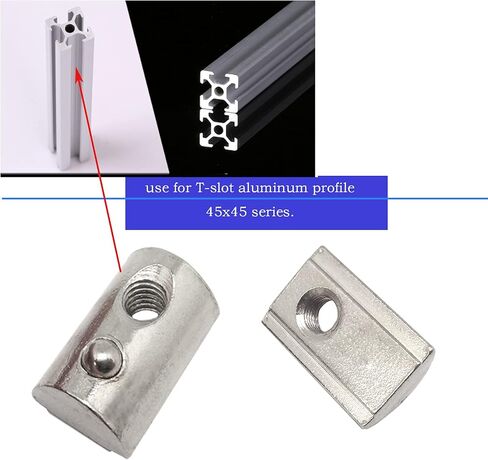 15pcs 4545 Series M6 T Slot Nuts Roll-in Spring Ball Elastic Nuts, Carbon Steel Nickel-Plated for 4545 Series Aluminum Extrusion Profile in Saudi Arabia