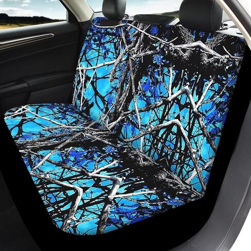 أغطية مقاعد السيارة من Wideasale Blue Camo Oak Hunting 12 قطعة مجموعة كاملة/أغطية عجلة القيادة/وسادات حزام الأمان/سلسلة المفاتيح/كوستر/حامل أحمر الشفاه، ملحقات السيارات العالمية، حامي داخلي مناسب عالمي in Kuwait