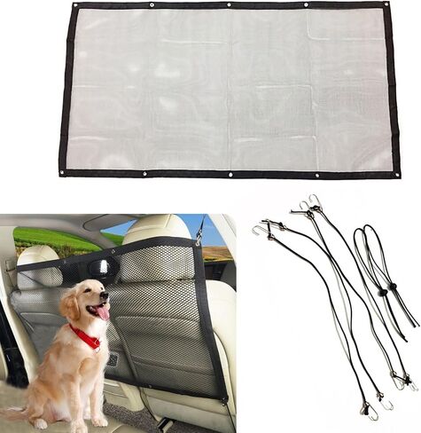 GKmow 1 PC Automotive Seat Rear Separator Net, 45.27" x 24.4" Nylon Micro Mesh Material Restricted Pet Movement Safety Net, Multifunctional Car Fixing Accessory, Suitable for Most Cars (Black) in Saudi Arabia