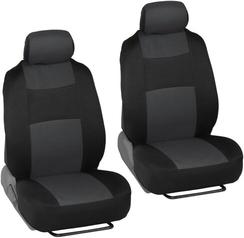 BDK MT-300 Front & Rear Combo Set of 4 Piece Auto Carpet Floor Mats with PolyPro Car Seat Covers & Steering Wheel Cover, Fits Most for Car Truck Van SUV, Interior Car Accessories in Saudi Arabia