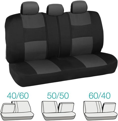 BDK MT-300 Front & Rear Combo Set of 4 Piece Auto Carpet Floor Mats with PolyPro Car Seat Covers & Steering Wheel Cover, Fits Most for Car Truck Van SUV, Interior Car Accessories in Saudi Arabia