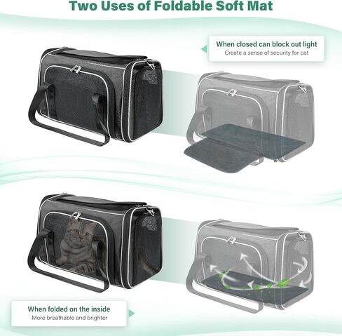 YUDODO Expandable Pet Cat Carrier Airline Approved with Foldable Mat Soft Sided Cat Dog Travel Carrier Portable Cat Carriers Under 20 lbs Puppy Carrier Bag for Small Medium Large Cats,Black in Saudi Arabia