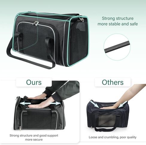 YUDODO Expandable Pet Cat Carrier Airline Approved with Foldable Mat Soft Sided Cat Dog Travel Carrier Portable Cat Carriers Under 20 lbs Puppy Carrier Bag for Small Medium Large Cats,Black in Saudi Arabia