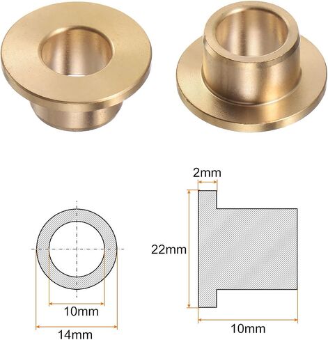 HARFINGTON 2 قطعة كم محمل شفة 10 مم تتحمل 14 مم OD 10 مم طول 2 مم سمك الشفة جلبة برونزية جلبة ذاتية التشحيم كم للمعدات الصناعية in Kuwait
