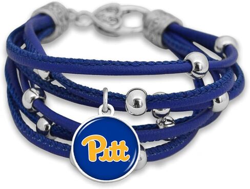 From The Heart Pittsburgh Panthers Leather Strand Bracelet with Logo and Lobster Clasp in Saudi Arabia