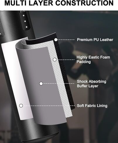 Punching Bag for Adults, 4FT PU Heavy Boxing Bag Set, Punching Bags with 12OZ Punching Gloves for Home Gym MMA Karate Kickboxing Muay Thai Training - Unfilled in Kuwait