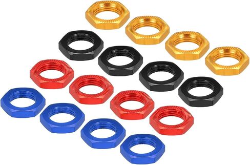 MECCANIXITY ألومنيوم 17 مم RC عجلة الجوز الموضوع M12x1.0mm صواميل عجلة سداسية RC صامولة عجلة RC لشاحنات السيارات طراز 1/8 RC على الطرق الوعرة قطع غيار السيارات المطورة حزمة من 16 (4 ألوان) in Kuwait