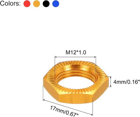 MECCANIXITY ألومنيوم 17 مم RC عجلة الجوز الموضوع M12x1.0mm صواميل عجلة سداسية RC صامولة عجلة RC لشاحنات السيارات طراز 1/8 RC على الطرق الوعرة قطع غيار السيارات المطورة حزمة من 16 (4 ألوان) in Kuwait