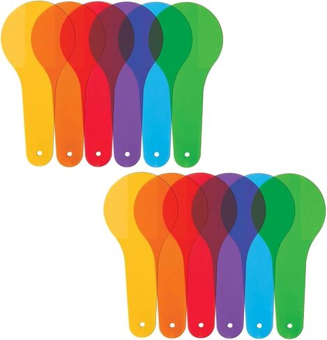 12Pcs Color Paddles, Transparent Color Paddles, Color Learning, Optics Color Filter Plate Montessori Educational Science Educational Painting Color Drawing Cognition Science in Saudi Arabia