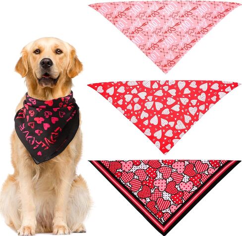 4 Pieces Valentine's Day Dog Bandana Heart Pet Neckerchief Square Pet Holiday Scarf Washable Triangle Dog Scarf Bibs for Dogs and Cats in Saudi Arabia