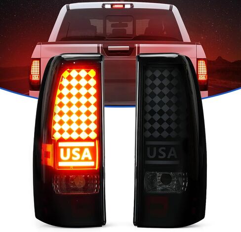 LED Tail Light Fit for Chevy Silverado 1500 2500 HD 1999-2002, Fit for GMC Sierra 1500 2500 HD Fleetside Bedtype 1999-2003, Rear Brake Lamp Taillight Assembly, Smoke Lens in Saudi Arabia