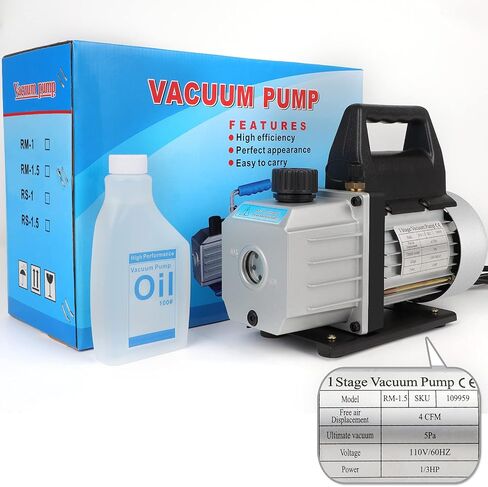 4 CFM 1/3HP Rotary Vane Deep Vacuum Pump 5PA AC Air Tool 110V 60Hz Refrigerant Repair Wine Degassing or Epoxy Manifold Gauge Milk and Medical Processing… in Saudi Arabia