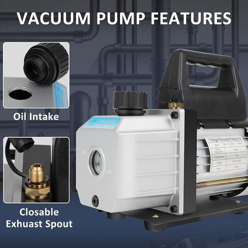 4 CFM 1/3HP Rotary Vane Deep Vacuum Pump 5PA AC Air Tool 110V 60Hz Refrigerant Repair Wine Degassing or Epoxy Manifold Gauge Milk and Medical Processing… in Saudi Arabia
