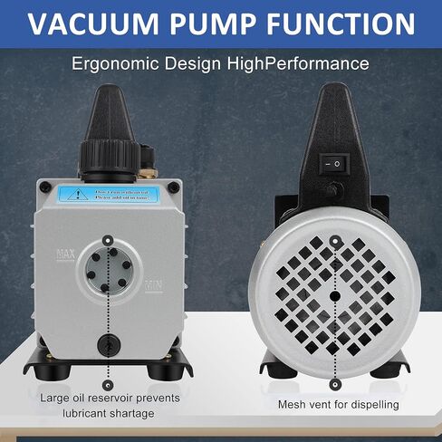 4 CFM 1/3HP Rotary Vane Deep Vacuum Pump 5PA AC Air Tool 110V 60Hz Refrigerant Repair Wine Degassing or Epoxy Manifold Gauge Milk and Medical Processing… in Saudi Arabia
