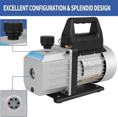 4 CFM 1/3HP Rotary Vane Deep Vacuum Pump 5PA AC Air Tool 110V 60Hz Refrigerant Repair Wine Degassing or Epoxy Manifold Gauge Milk and Medical Processing… in Saudi Arabia