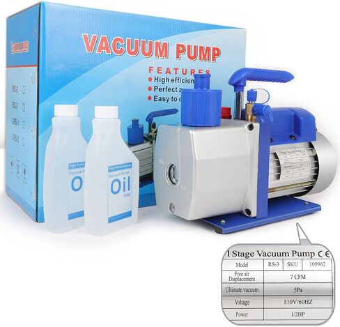 4 CFM 1/3HP Rotary Vane Deep Vacuum Pump 5PA AC Air Tool 110V 60Hz Refrigerant Repair Wine Degassing or Epoxy Manifold Gauge Milk and Medical Processing… in Saudi Arabia